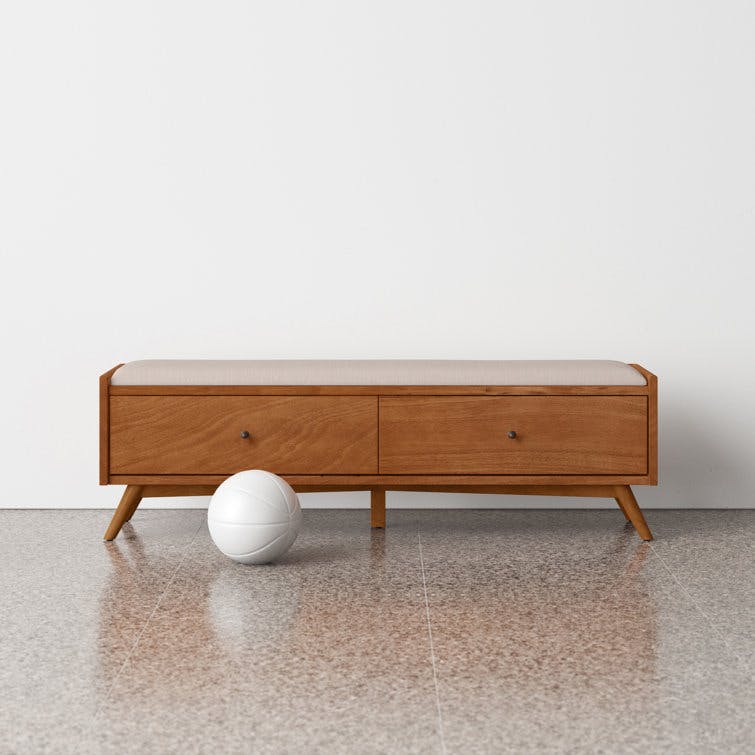 Williams Acorn Upholstered Wood Drawer Storage Bench