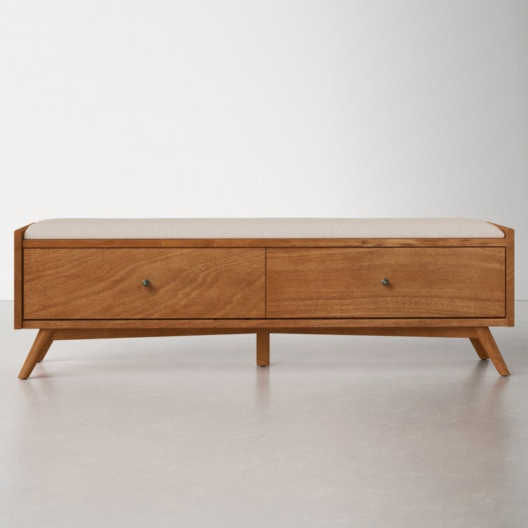 Williams Acorn Upholstered Wood Drawer Storage Bench