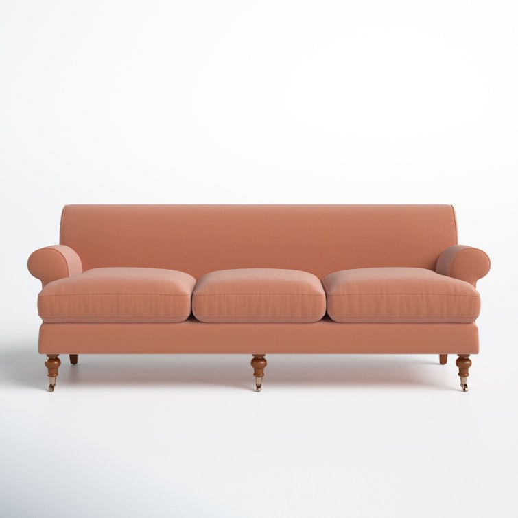 Harbour 88" Peach Orange Velvet Upholstered Sofa