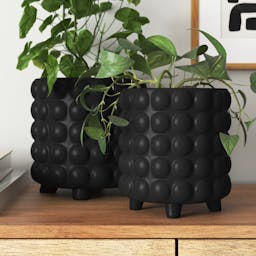 2 Piece Ceramic Bubble Planters - Contemporary Planter Set for Indoor or Outdoor Plants and Succulents
