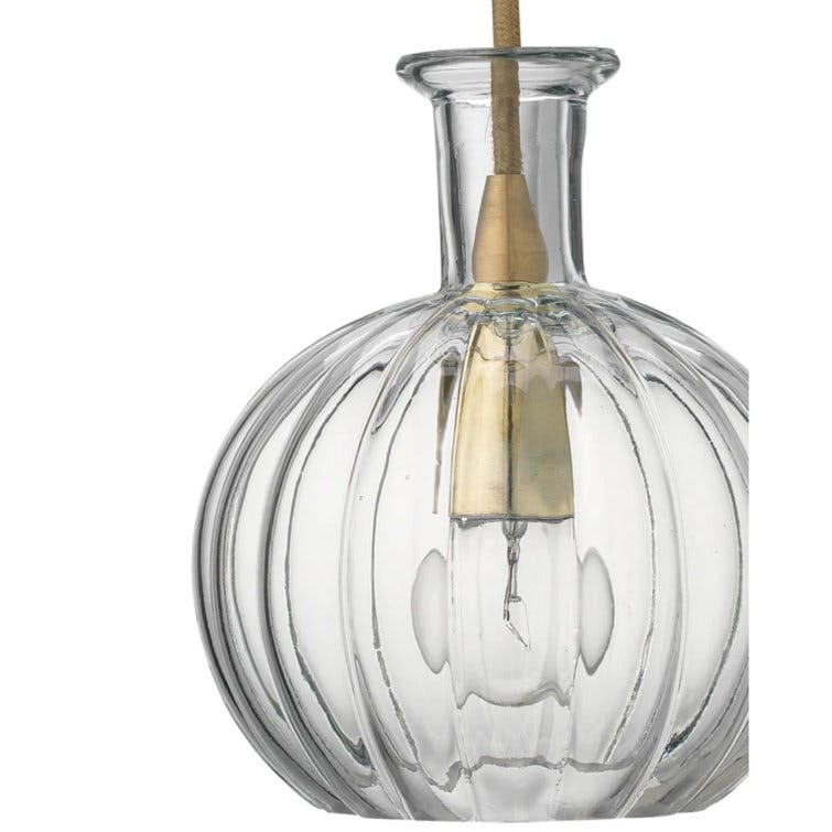 Latham Ribbed Glass Antique Brass Pendant Light