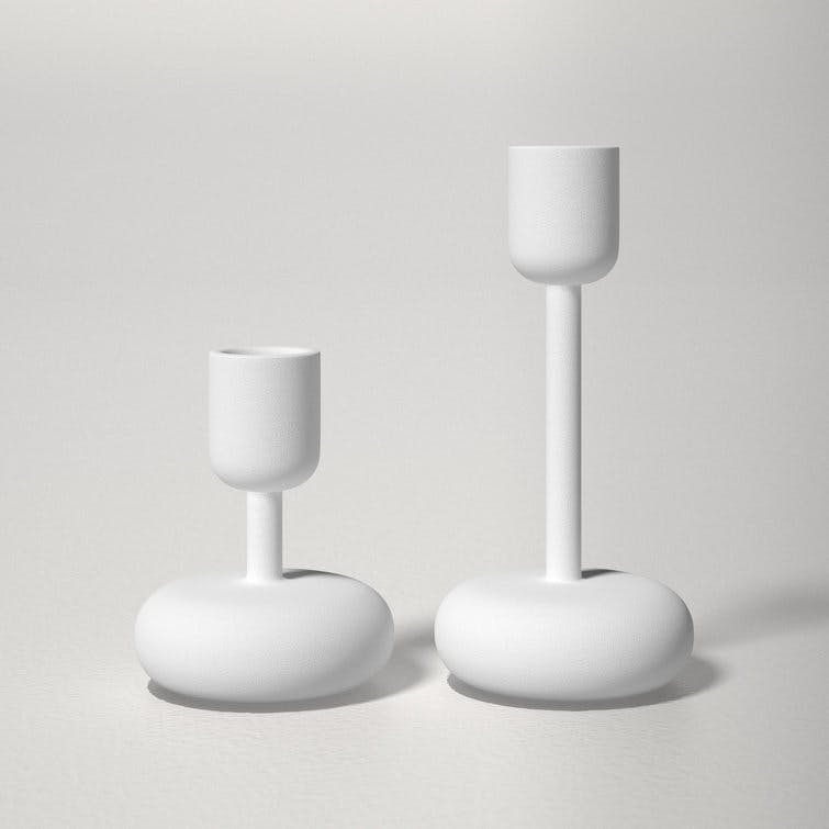 Elegant Alric 2-Piece White Metal Candlestick Set