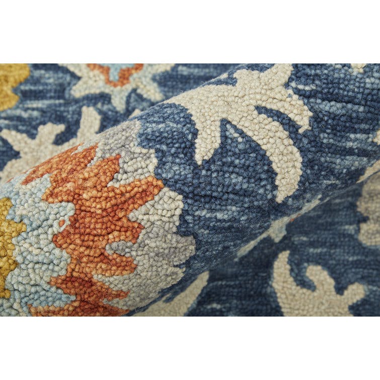 Broaderick 3'6"x5'6" Blue/Yellow/Orange Hand Tufted Wool Rug