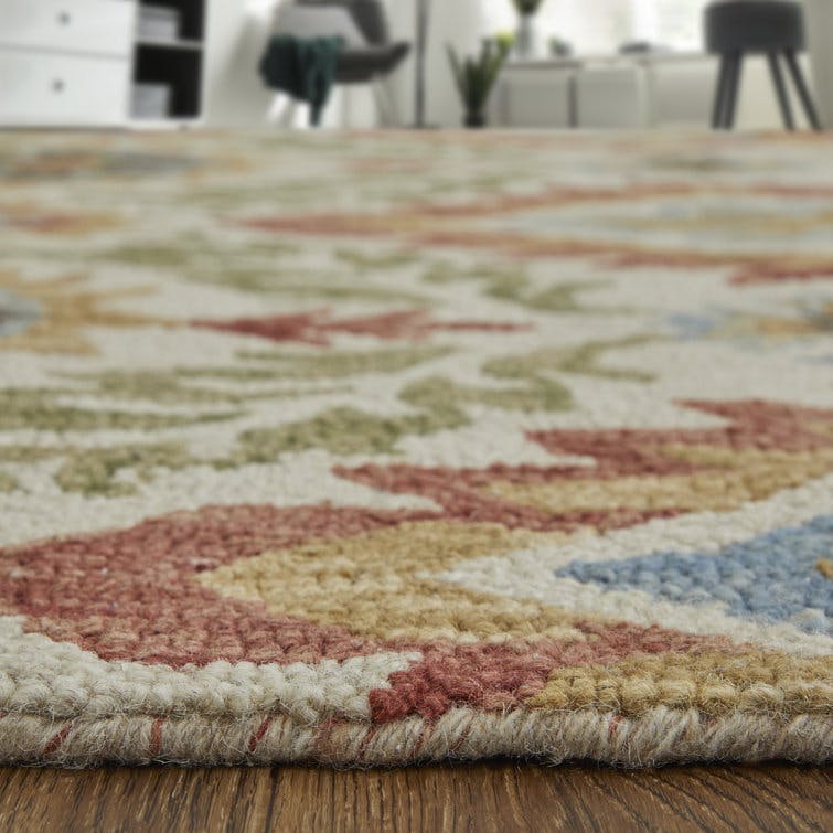 Broaderick Hand Tufted Red/Yellow/Green Rug