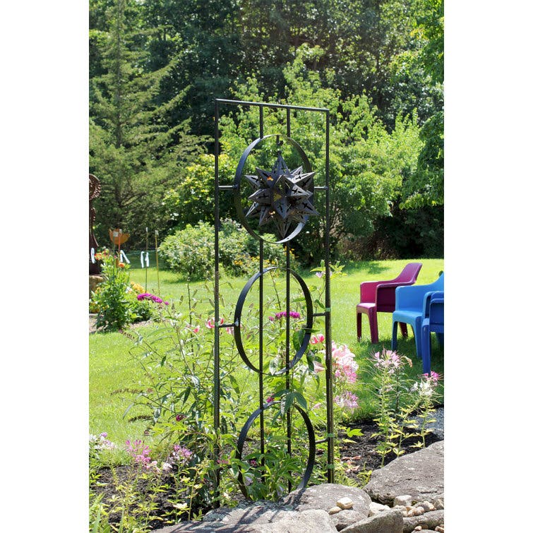 Theodora 79.75" Black Iron Decorative Garden Trellis