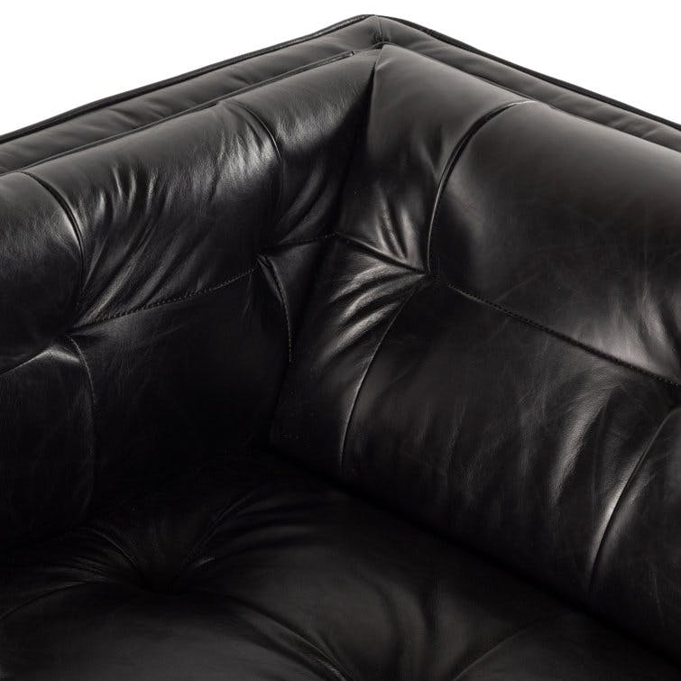 Dylan Mid-Century Rider Black Leather Chaise Lounge