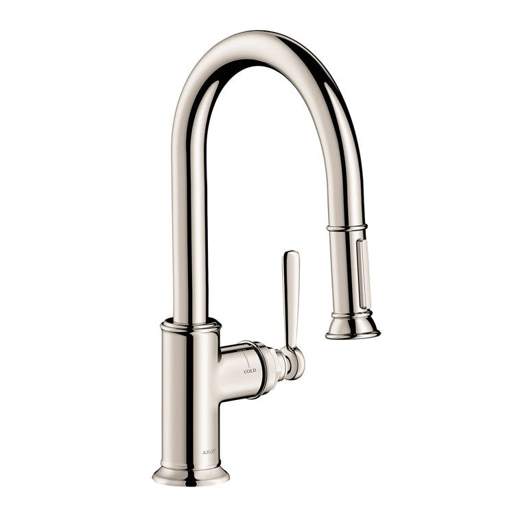 Classic Nickel 12" Pull-Out Spray Kitchen Faucet in Steel Optik