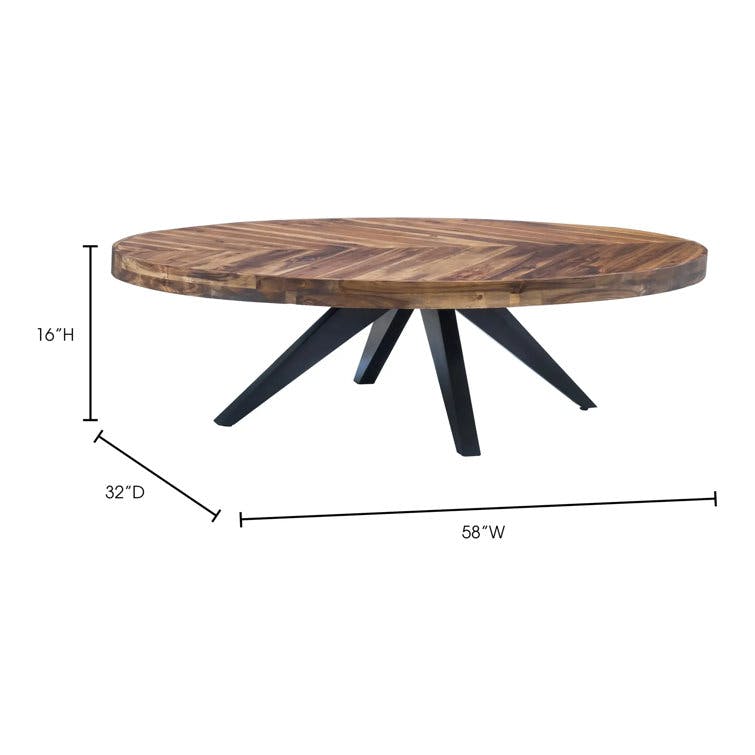 Carlo Oval Cappuccino Solid Wood Rustic Coffee Table