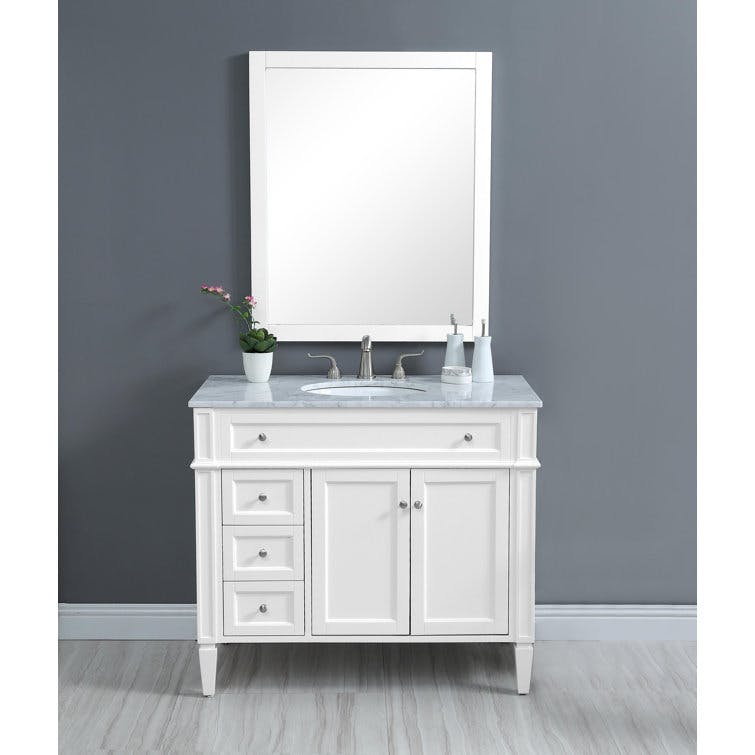 Lessie 40" Free-Standing Single Bathroom Vanity Set with Marble Vanity Top