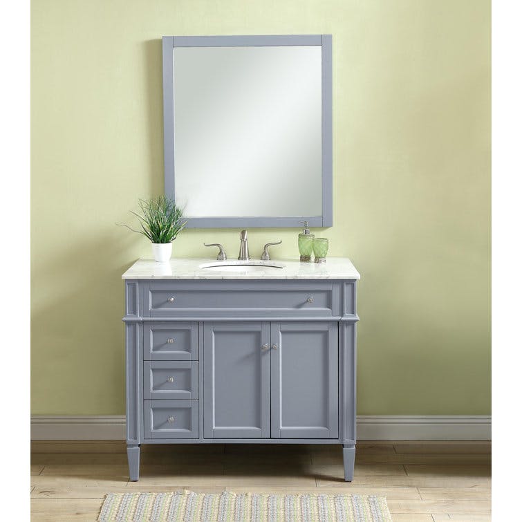 Lessie 40" Gray Marble Top Single Bathroom Vanity