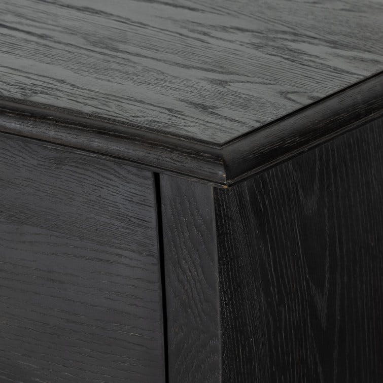 Kenji Black 3-Drawer Curved Oak Wood Dresser