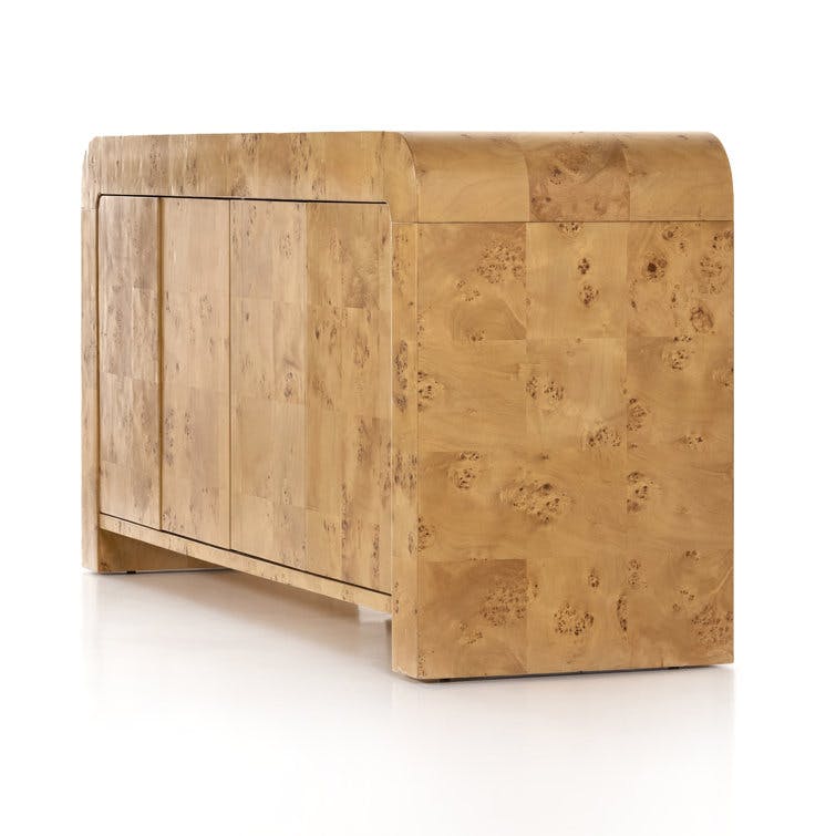 Cascading Top 65" Natural Burl Wood Media Console
