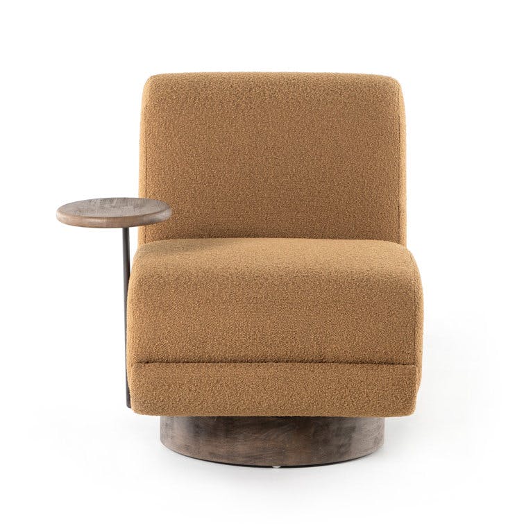 Autumn Brown Upholstered Swivel Living Room Chair