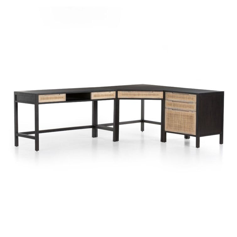Margot Modular Desk with Filing Cabinet - Black