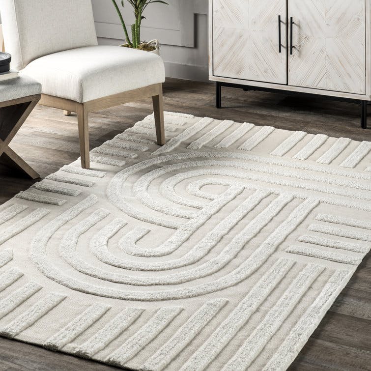 Downtown 3'x5' Ivory Textured Area Rug