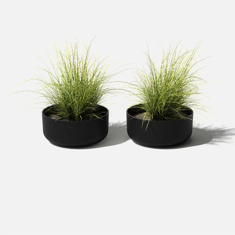 Kona Series 14" Black Plastic-Stone Bowl Planter for Indoors & Outdoors