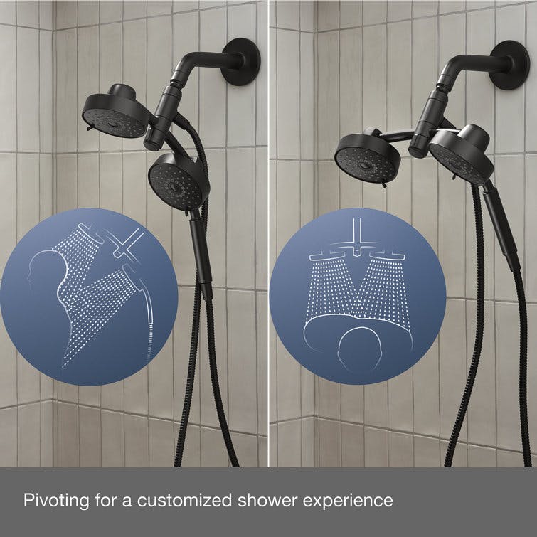 Kohler Purist® 2-In-1 Multifunction 1.75 GPM Shower Combo Kit, Showerhead and Handshower, Three Spray Settings