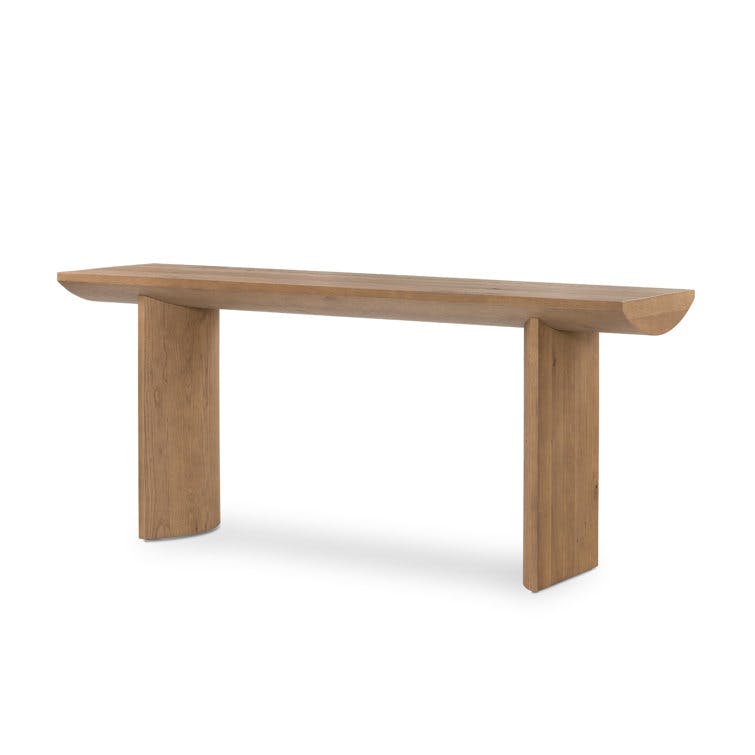 Remwald Natural Thick Oak Wood Rectangular Console Table