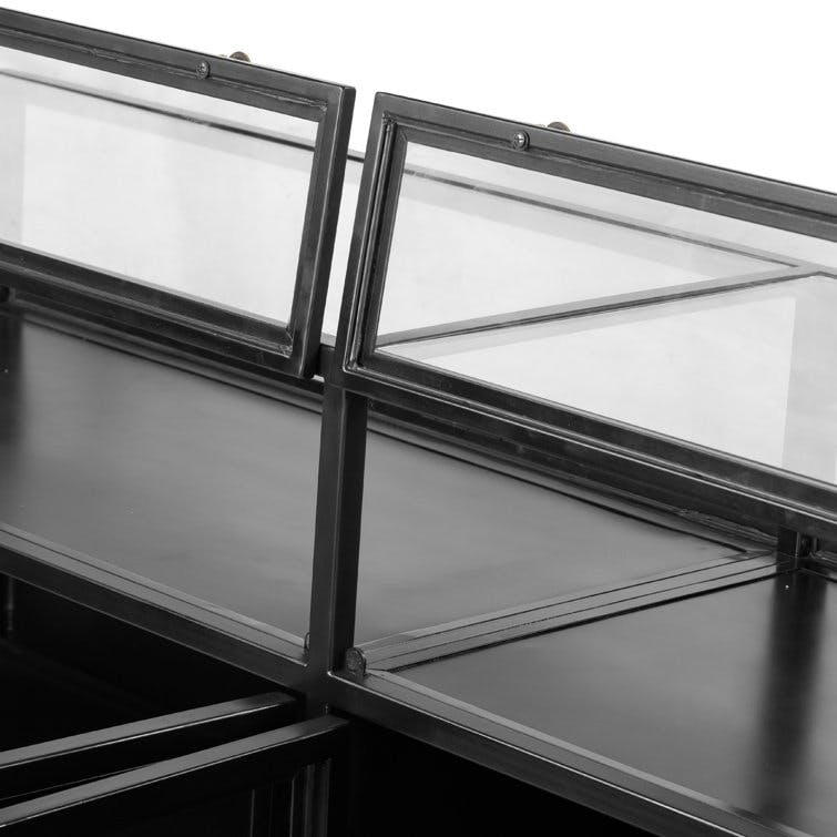 Malcom 70" Black Iron Tempered Glass Sideboard