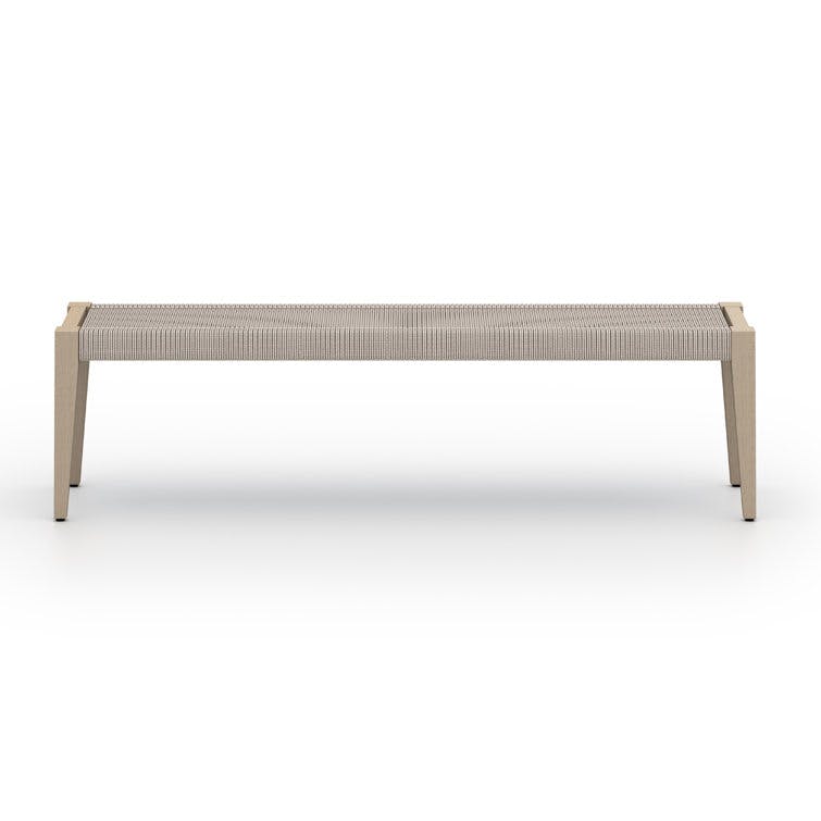 Cadenza Beige Woven Rope and Natural Teak Outdoor Bench