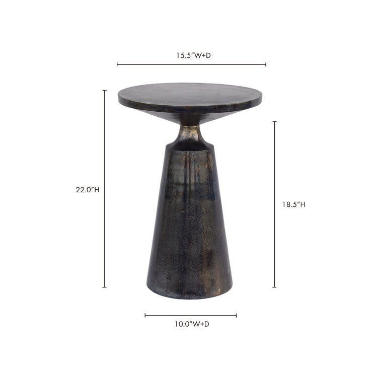 Uriah Industrial Loft Grey Aluminum Round Pedestal End Table
