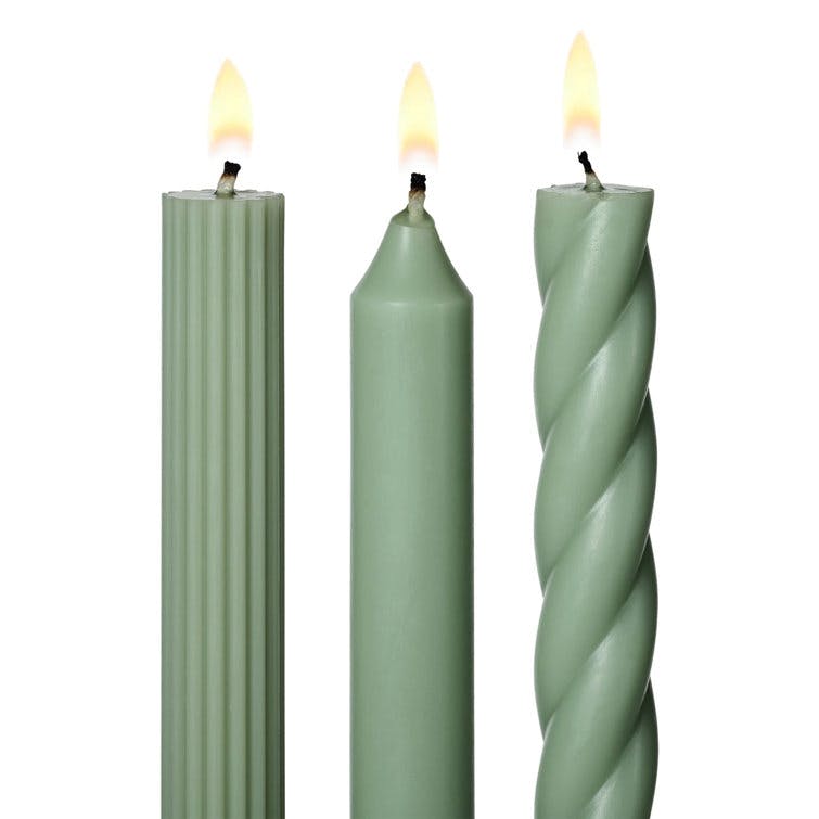 ILLUME Beautifully Done Sage Green Unscented Taper Candles 3-Pack