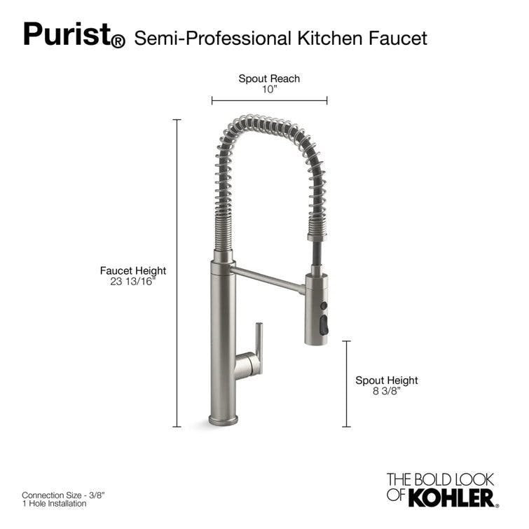 Kohler Purist® Single Handle Semi-Professional Pre-Rinse Kitchen Faucet with Pull Down Sprayer