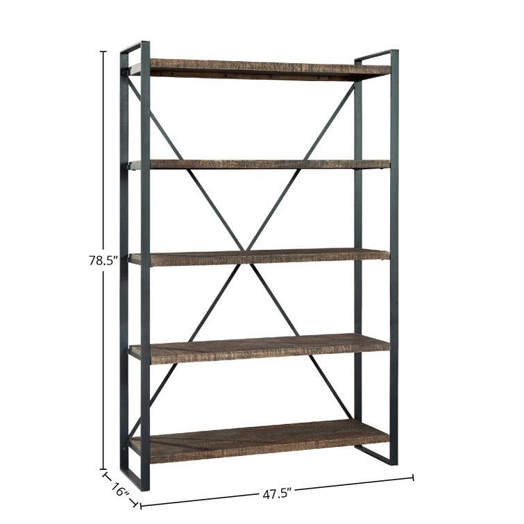 Hyde Wide Industrial Open Shelving Etagere Bookcase