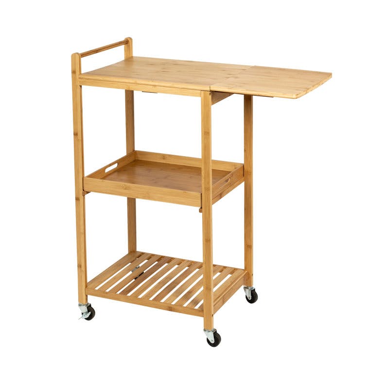 Bamboo 38"H x 22"W Rolling Kitchen Utility Cart