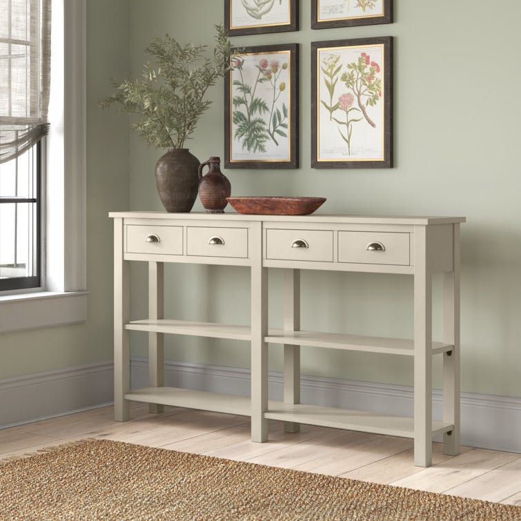 Pluto 60" Cream Console Table with 2 Shelves