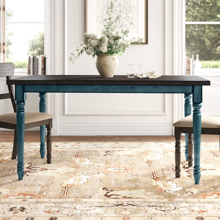 Bastion 60" Two Tone Solid Wood Farmhouse Dining Table