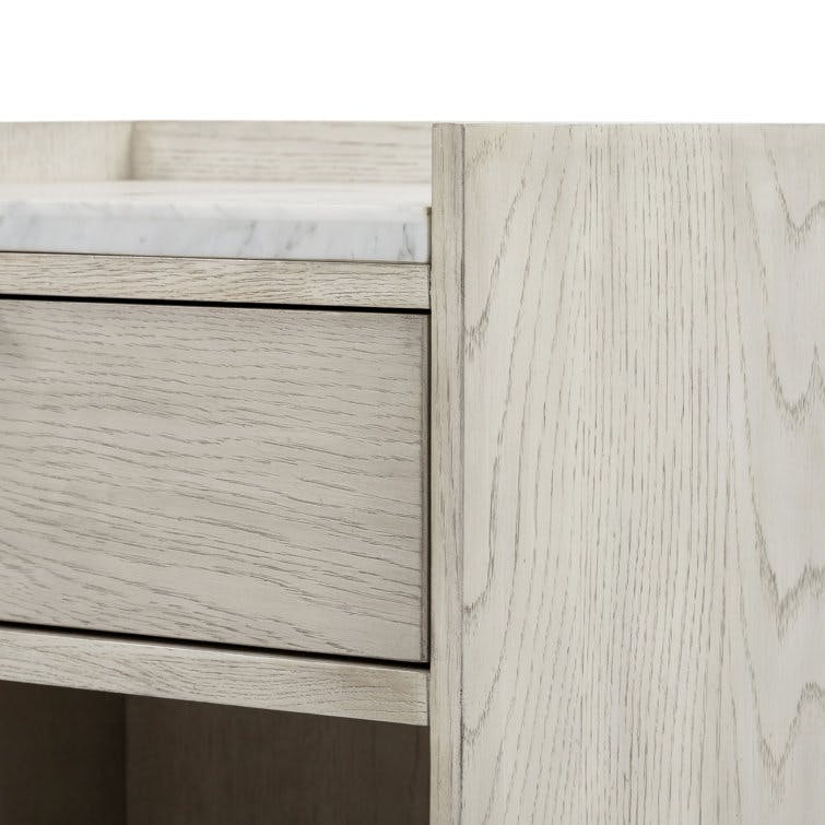 Vienna Rustic Grey Wood 1-Drawer Open Shelf Nightstand