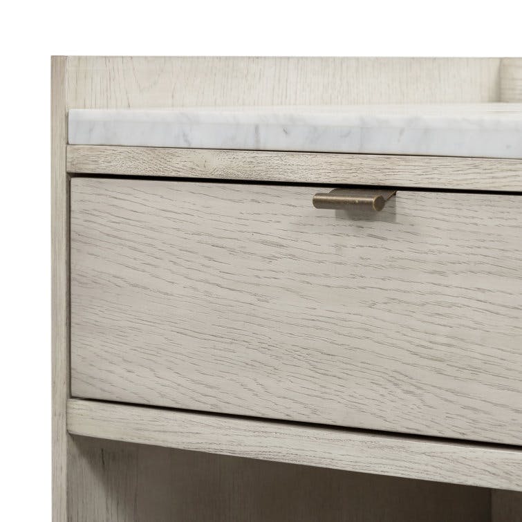 Vienna Rustic Grey Wood 1-Drawer Open Shelf Nightstand