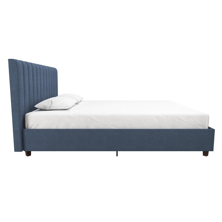 Brittany Queen Blue Linen Tufted Upholstered Bed