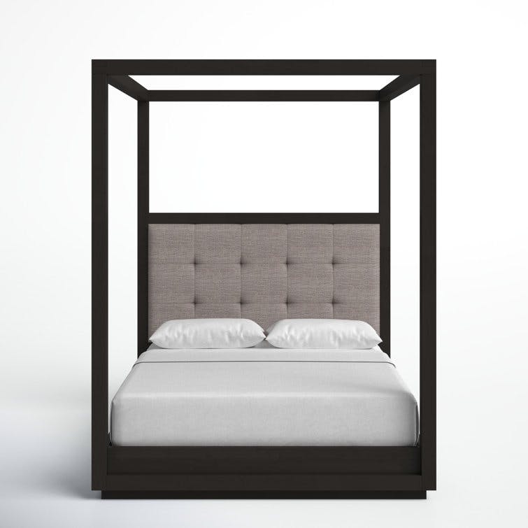 Eloise Queen Basalt Grey Upholstered Canopy Bed