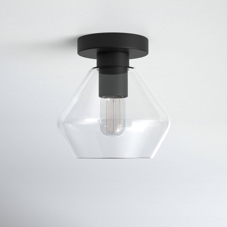 Rooks Single Light Glass Semi Flush Mount