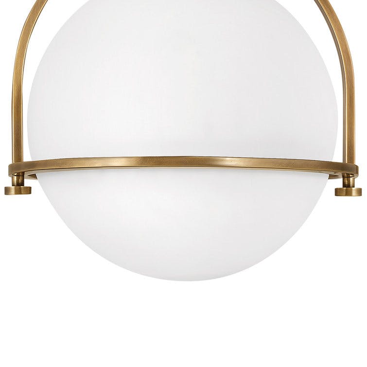 Heritage Brass and Etched Opal Glass Semi-Flush Ceiling Light