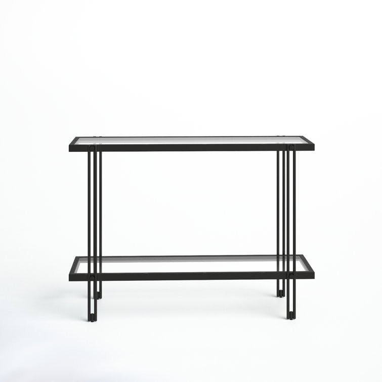 Beckham Contemporary Metal Console Table with Glass Top
