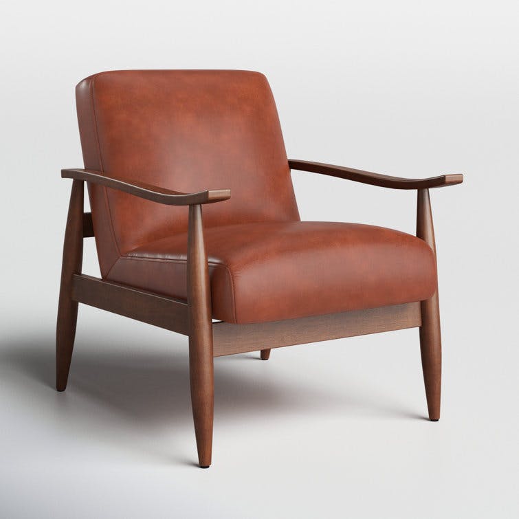 Bantry Caramel Vegan Leather Wooden Base Accent Chair