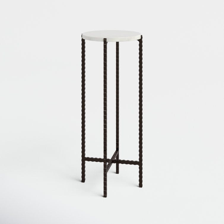 Lia Round Marble and Metal Accent Table