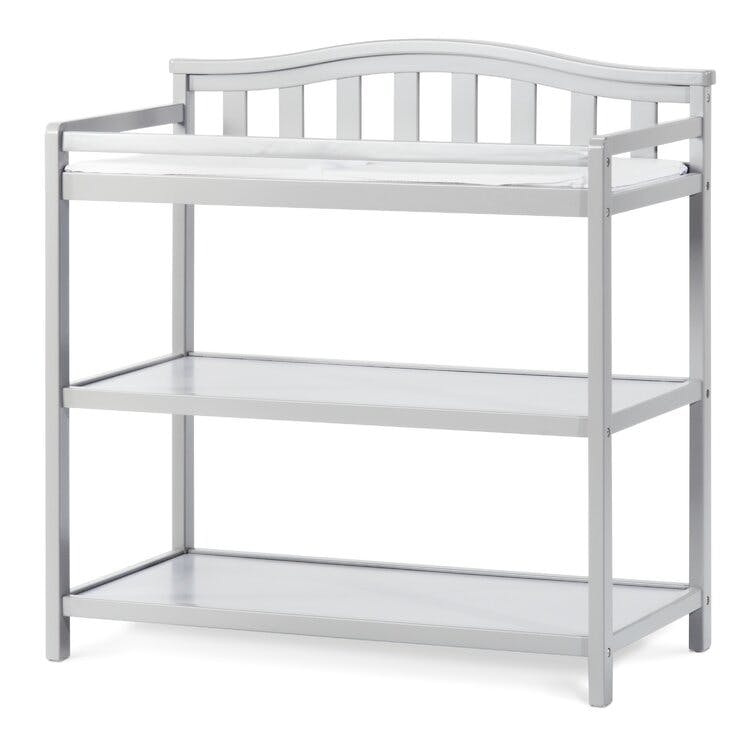 Camden Arch Top Cool Gray Changing Table with Pad
