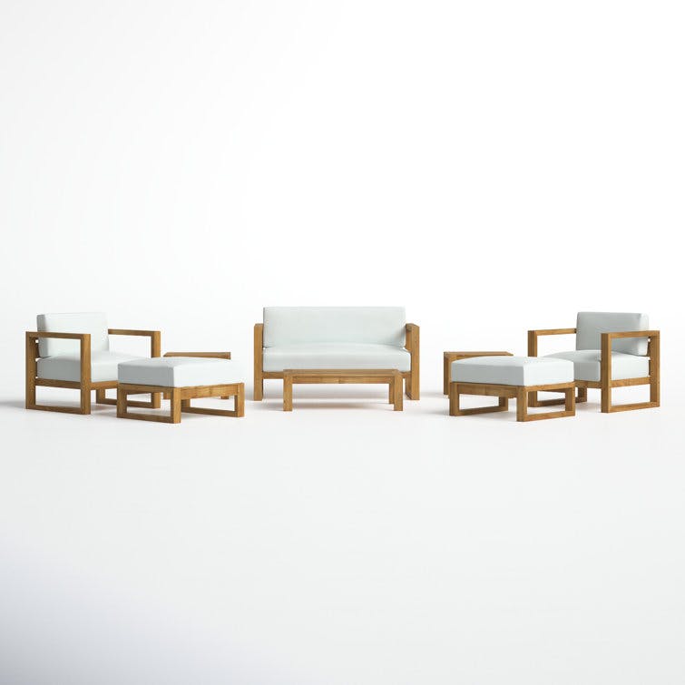 Cambridge 8 Piece Natural White Teak Seating Group with Cushions