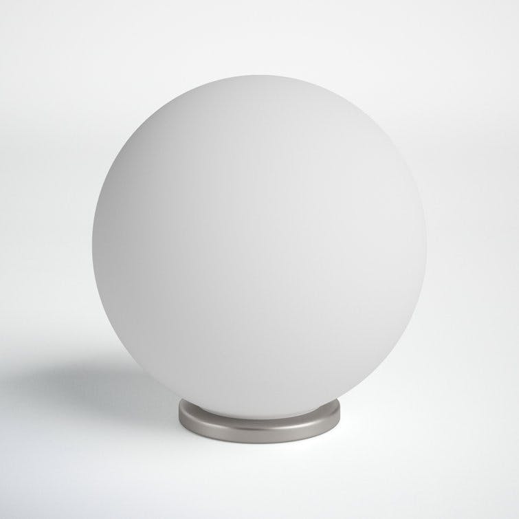 Mia 12" Silver Metal Globe Table Lamp with Frosted Opal