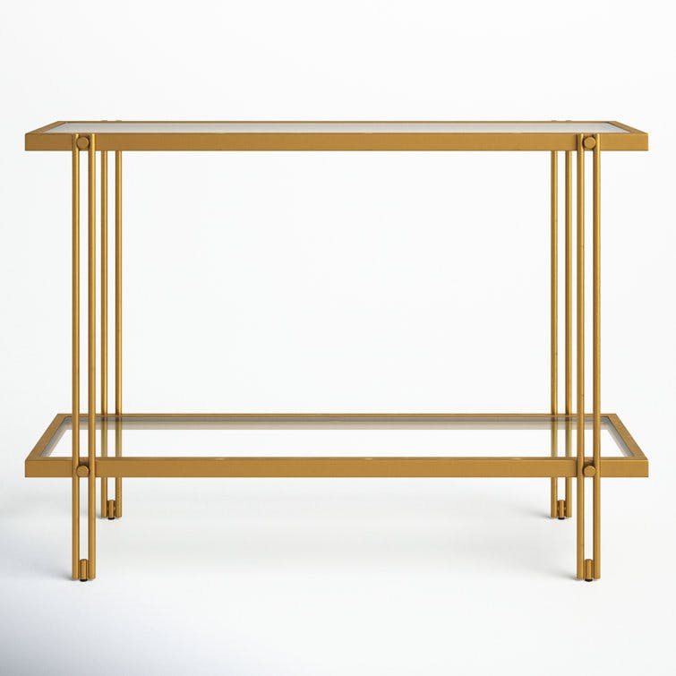 Beckham 42" Brass Metal and Glass Console Table