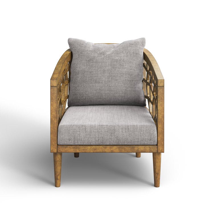 Pierre Upholstered Crackle Barrel Accent Chair