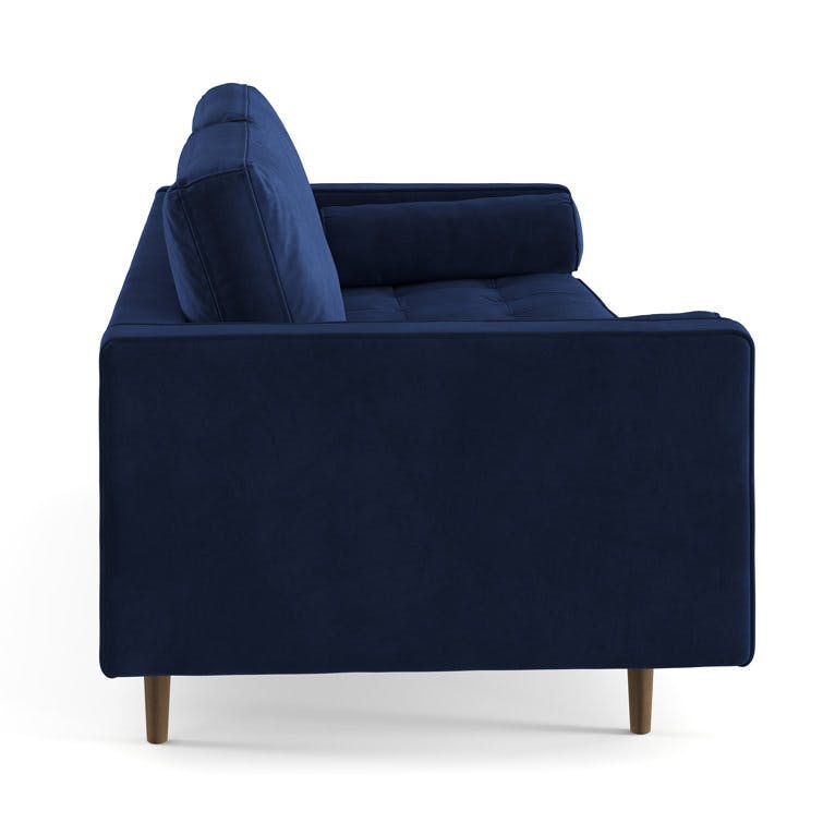 Geo 84" Sapphire Blue Velvet Upholstered Sofa