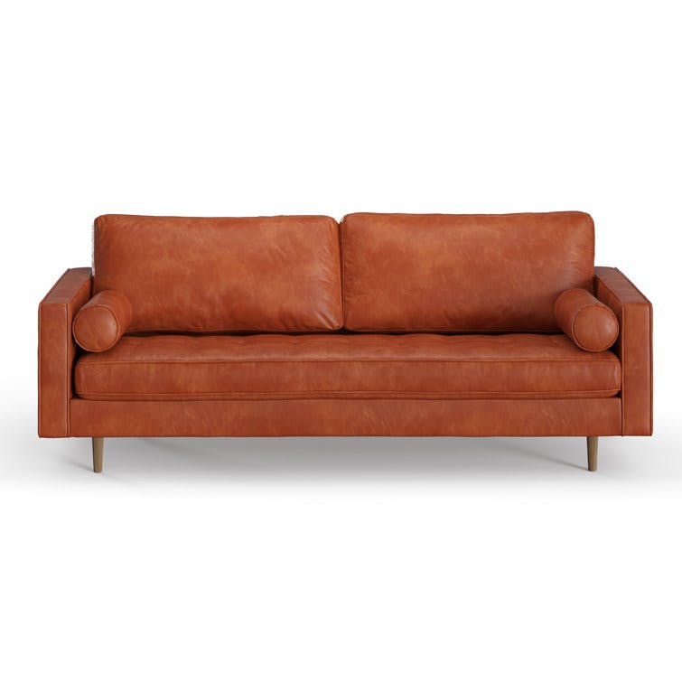 Geo 84" Caramel Genuine Leather Sofa