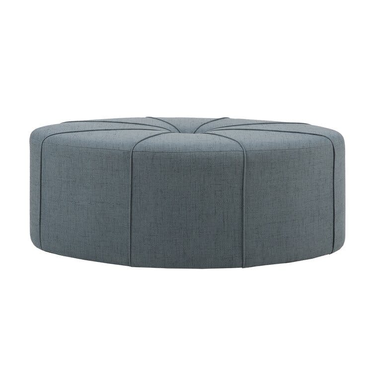 Christopher Tufted Blue Oval Polyester Cocktail Ottoman