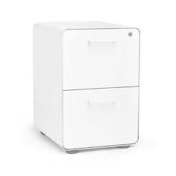Poppin Stow 2-Drawer Metal Filing Cabinets for Home Office, Powder-Coated Steel File Cabinet Organizer for Hanging File Folders, Under Desk Storage Box with Drawers and Lock, White