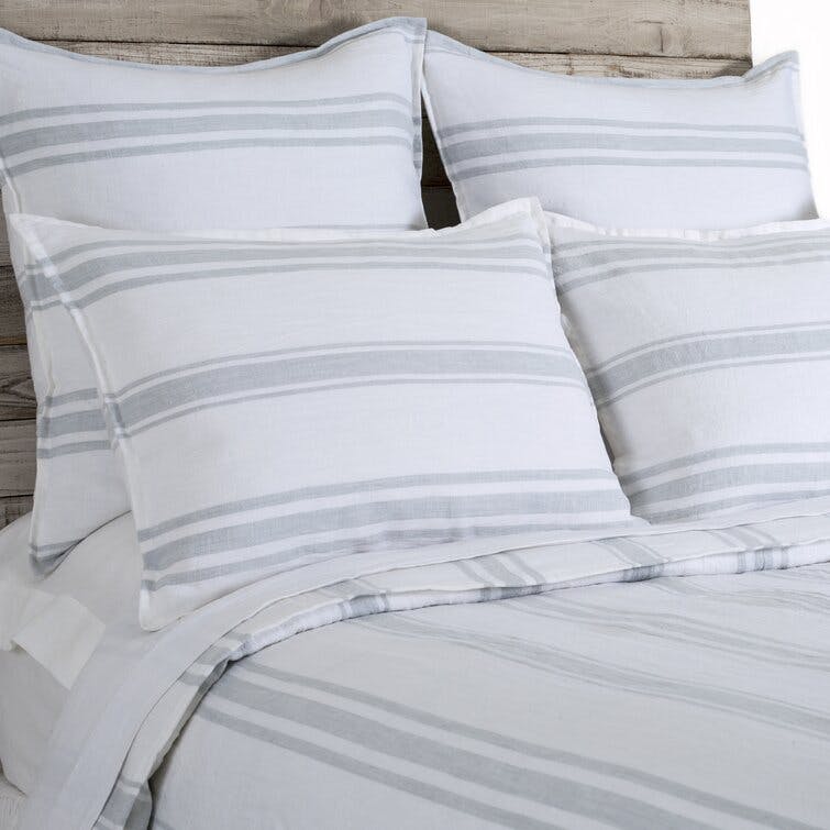 Jackson Linen Duvet by Pom Pom at Home - Cream and Gray / Queen